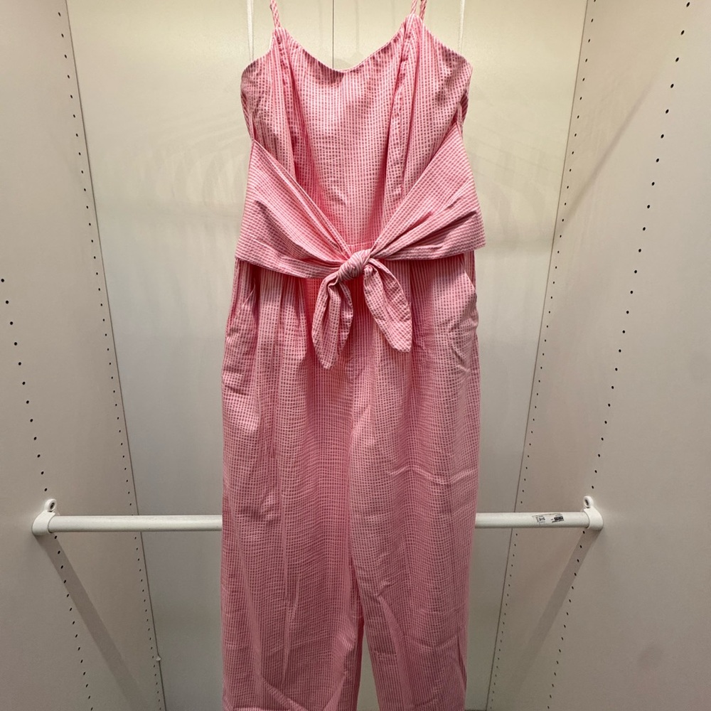 NWT Vineyard Vines Pink Satin Jumpsuit with Tie Waist